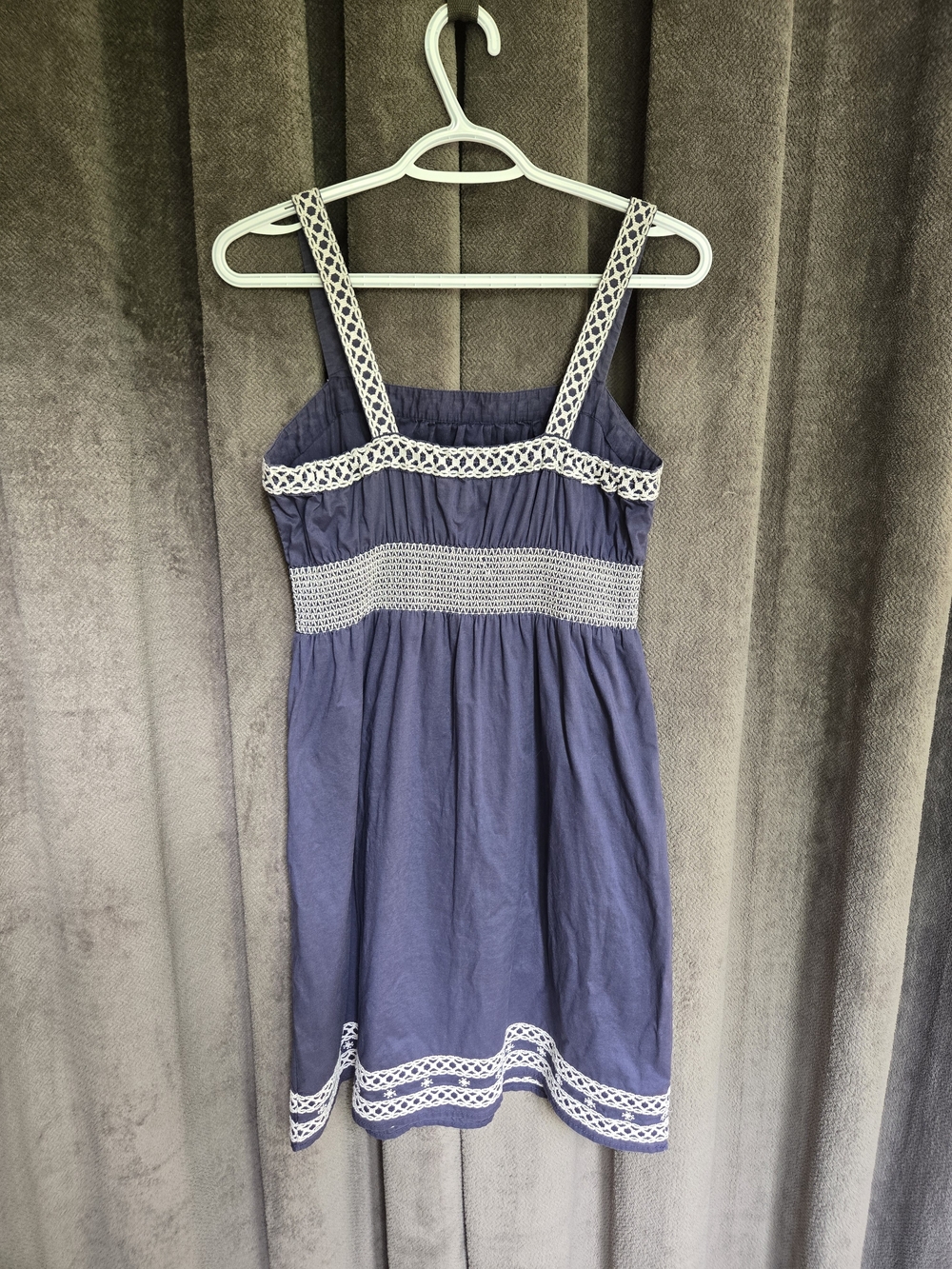 Old Navy Summer Dress White Crochet Accents Boho Chic Coastal Vintage Inspired S - Picture 14 of 14